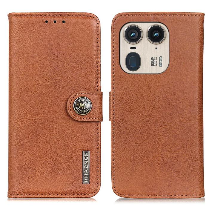 Bild 1, KHAZNEH Motorola Edge 50 Ultra 5G Läder Fodral Brun