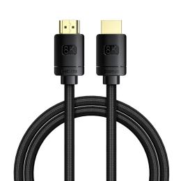 Baseus 1.5m 8K HD 60Hz HDMI - HDMI Guldpläterad Nylon Kabel Svart