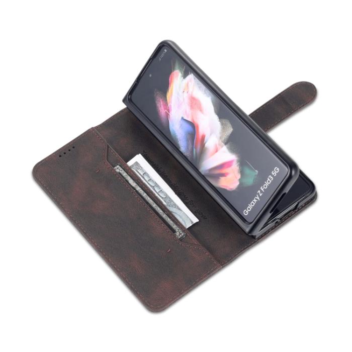 Bild 5, AZNS Galaxy Z Fold 3 Fodral Skin Touch Brun