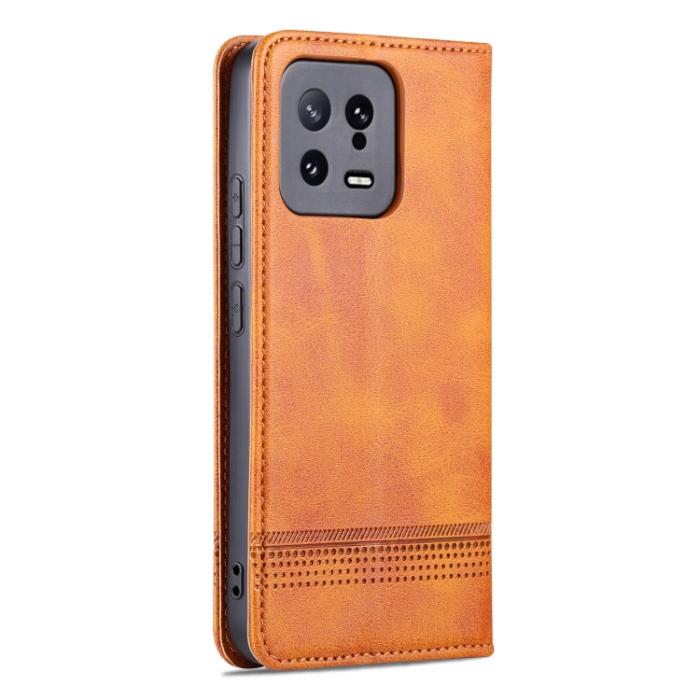 Bild 3, AZNS Xiaomi 13 5G Fodral Flip Läder Ljus Brun