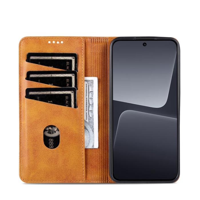 Bild 4, AZNS Xiaomi 13 5G Fodral Flip Läder Ljus Brun
