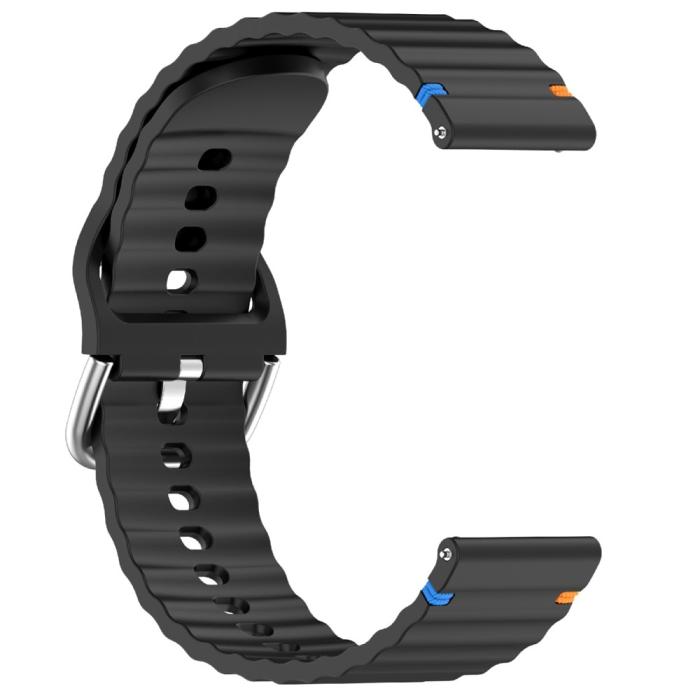 Bild 3, Klockarmband 22 mm Silikon Wave Design Svart