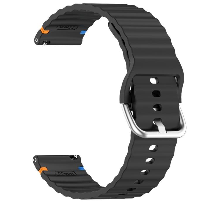 Bild 4, Klockarmband 22 mm Silikon Wave Design Svart