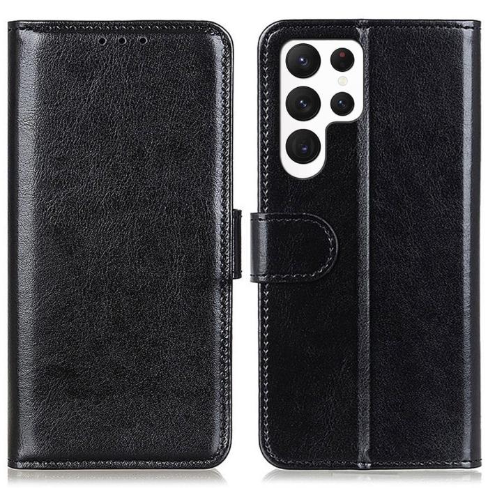 Bild 1, Samsung Galaxy S23 Ultra Fodral Crazy Horse Läder Svart