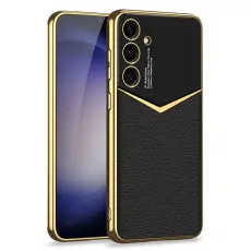 GKK Galaxy S25 Plus Skal L&auml;der Hybrid Electroplate Svart