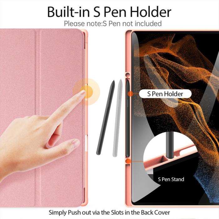 Bild 3, DUX DUCIS Galaxy Tab S9 Ultra DOMO Fodral Tri-Fold Rosa
