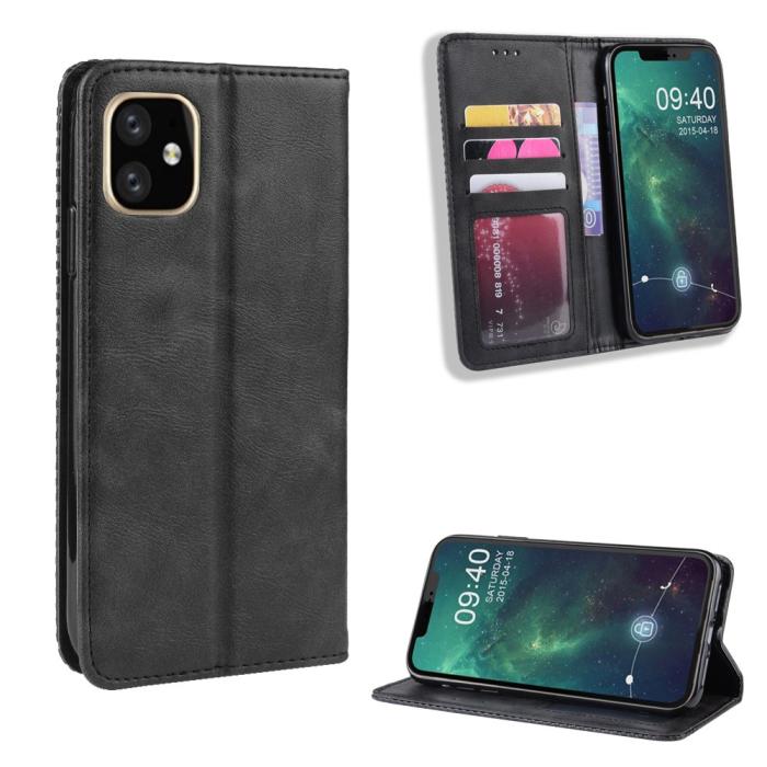 Bild 1, iPhone 12 Pro Max - Retro Flip Fodral - Svart
