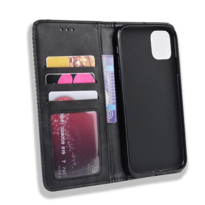 Bild 4, iPhone 12 Pro Max - Retro Flip Fodral - Svart