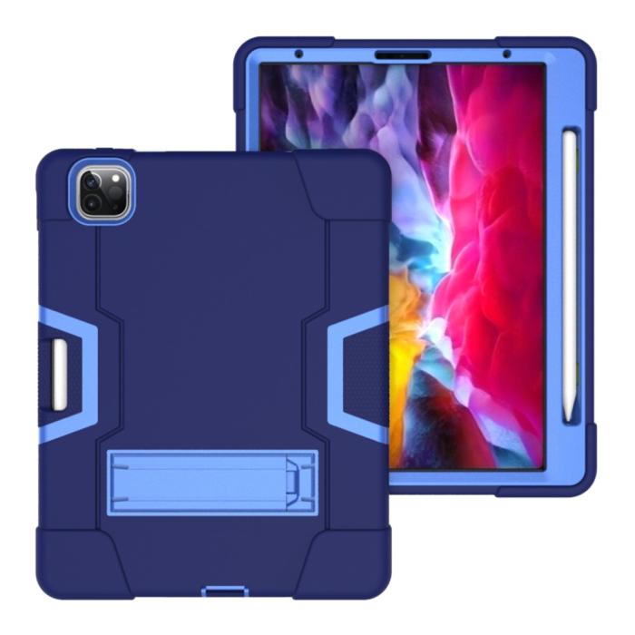 Bild 5, iPad Pro 12.9 (2020/2021) - Shockproof Skal Med Kickstand - Mörk Blå/Blå