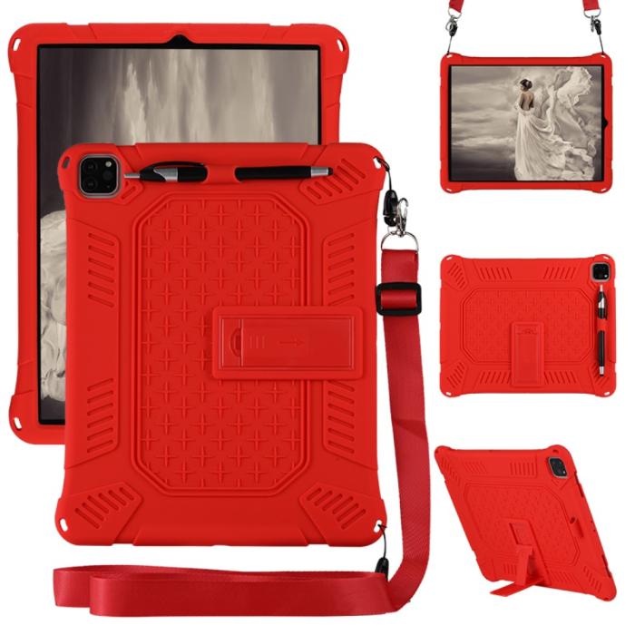 Bild 1, iPad Pro 12.9 (2018/2020/2021) - Hybrid Skal Kickstand Och Rem - Röd