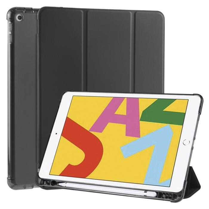 Bild 1, iPad 10.2 2019/2020/2021 Fodral Tri-Fold Med Pennhållare Svart