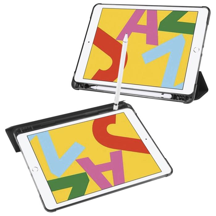 Bild 3, iPad 10.2 2019/2020/2021 Fodral Tri-Fold Med Pennhållare Svart