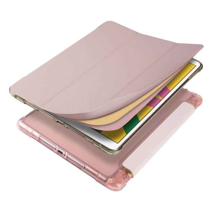 Bild 2, iPad 10.2 2019/2020/2021 Fodral Tri-Fold Med Pennhållare Roséguld