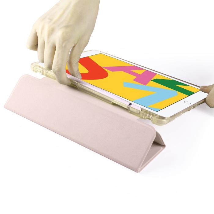 Bild 5, iPad 10.2 2019/2020/2021 Fodral Tri-Fold Med Pennhållare Roséguld