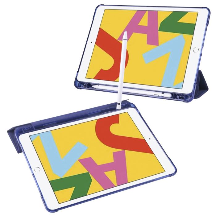 Bild 3, iPad 10.2 2019/2020/2021 Fodral Tri-Fold Med Pennhållare Mörk Blå