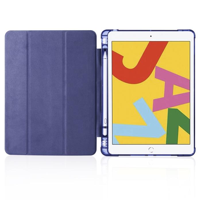 Bild 4, iPad 10.2 2019/2020/2021 Fodral Tri-Fold Med Pennhållare Mörk Blå