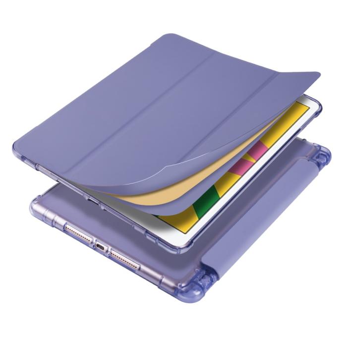 Bild 2, iPad 10.2 2019/2020/2021 Fodral Tri-Fold Med Pennhållare Grålila