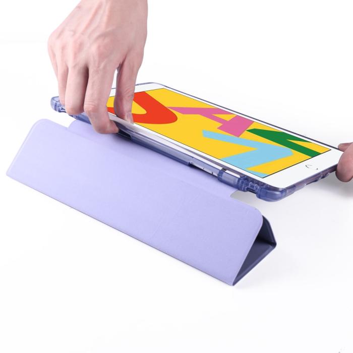 Bild 5, iPad 10.2 2019/2020/2021 Fodral Tri-Fold Med Pennhållare Grålila
