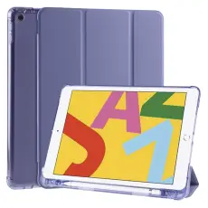 iPad 10.2 2019/2020/2021 Fodral Tri-Fold Med Pennhållare Grålila