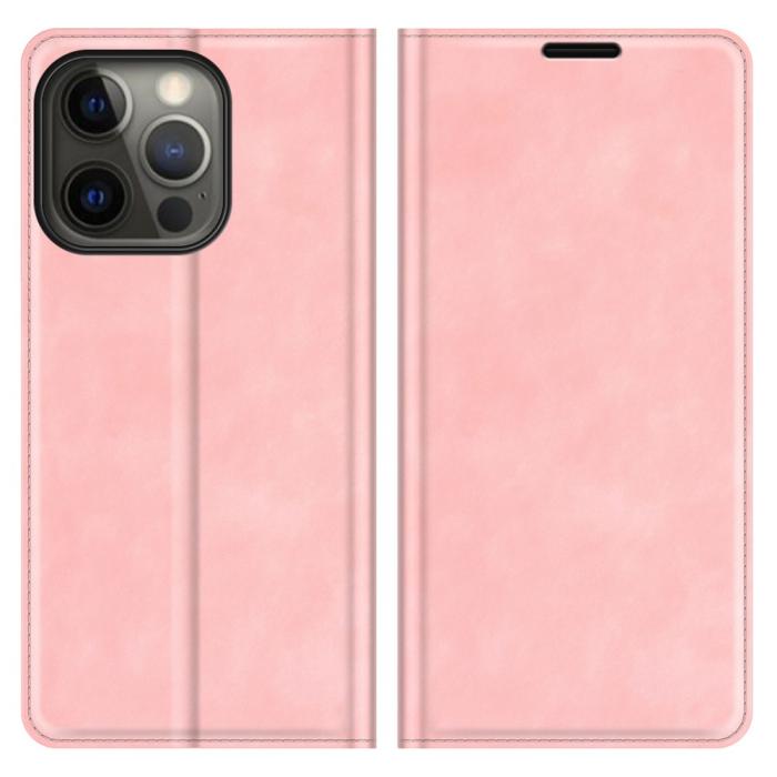 Bild 1, iPhone 13 Pro Max - Solid Läder Flip Fodral - Ljus Rosa