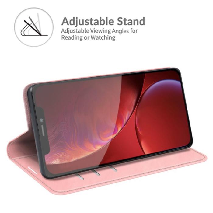 Bild 2, iPhone 13 Pro Max - Solid Läder Flip Fodral - Ljus Rosa