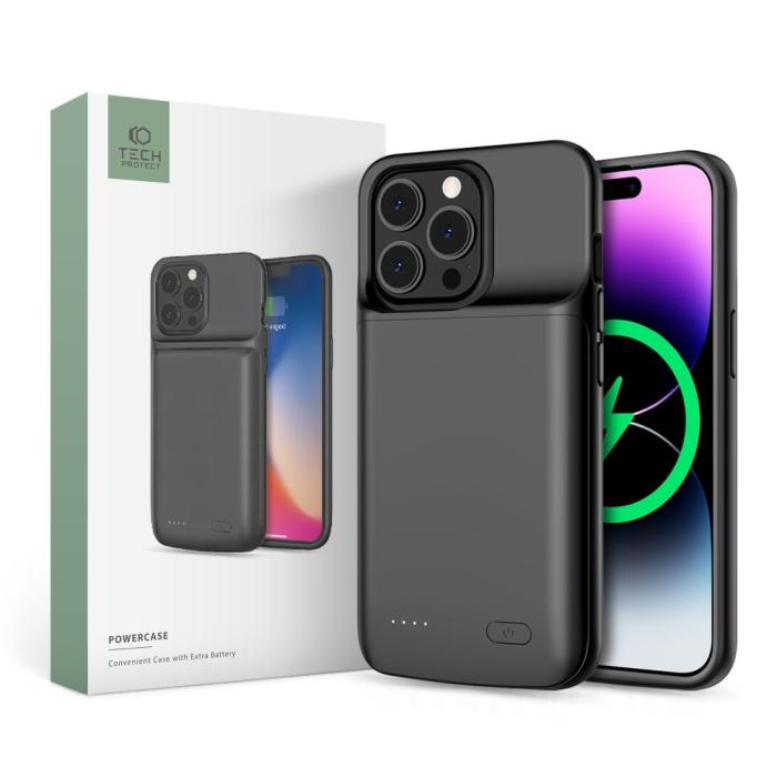 Bild 1, Tech-Protect iPhone 14 Pro / 14 Skal 4800 mAh PowerCase Svart