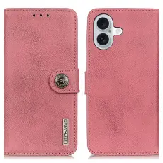 KHAZNEH iPhone 16 Fodral Läder Rosa