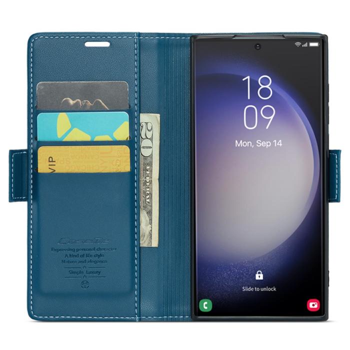 Bild 2, CASEME Galaxy S24 Ultra Fodral Slim Litchi Läder Blå