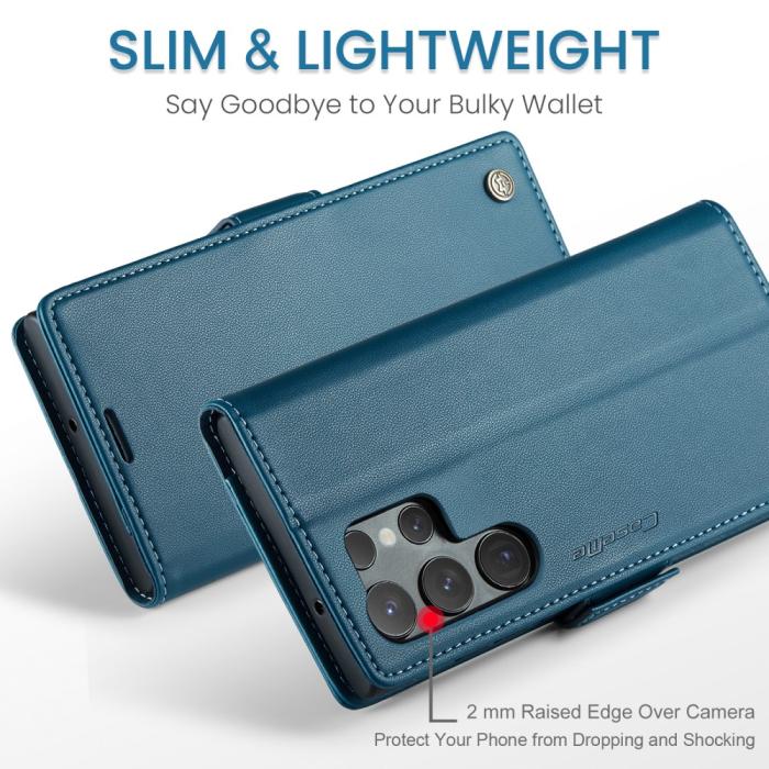 Bild 4, CASEME Galaxy S24 Ultra Fodral Slim Litchi Läder Blå