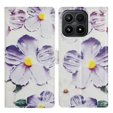 Xiaomi 17 Fodral L&auml;der Blommor Lila