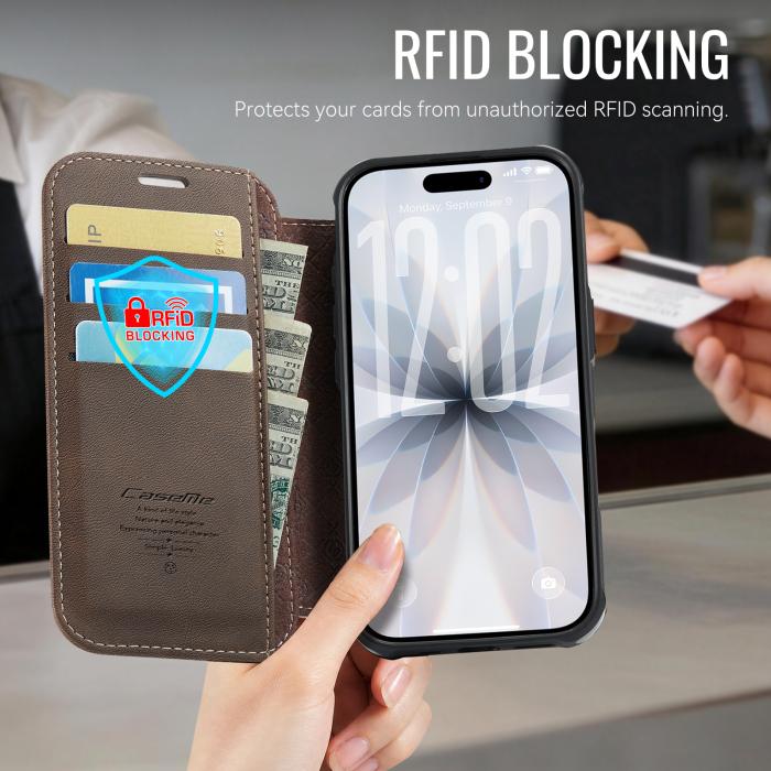 Bild 4, CASEME iPhone 17 Skal RFID Plånbok Brun