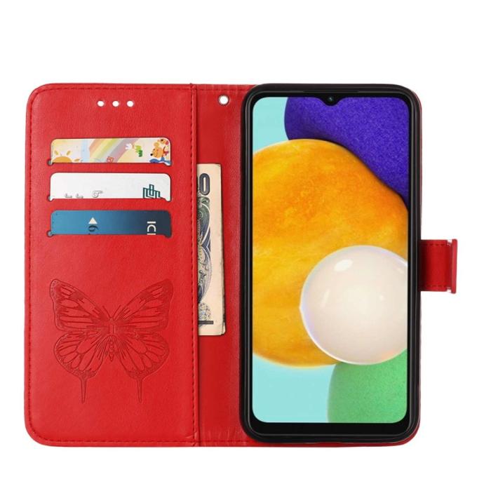 Bild 2, Samsung Galaxy A54 5G Fodral Med Fjäril Tryck Röd