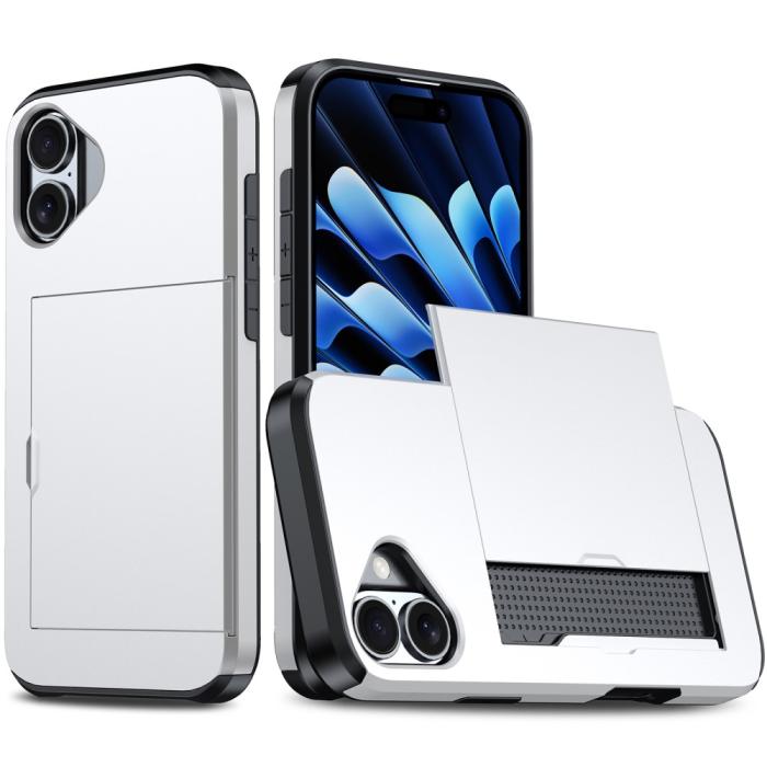 Bild 1, iPhone 16 Plus Skal Hybrid Med Kortfack Silver