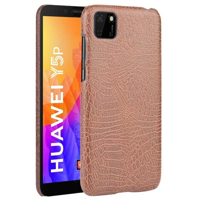 Bild 1, Huawei Y5p - Krokodil Mönster Skal - Brun