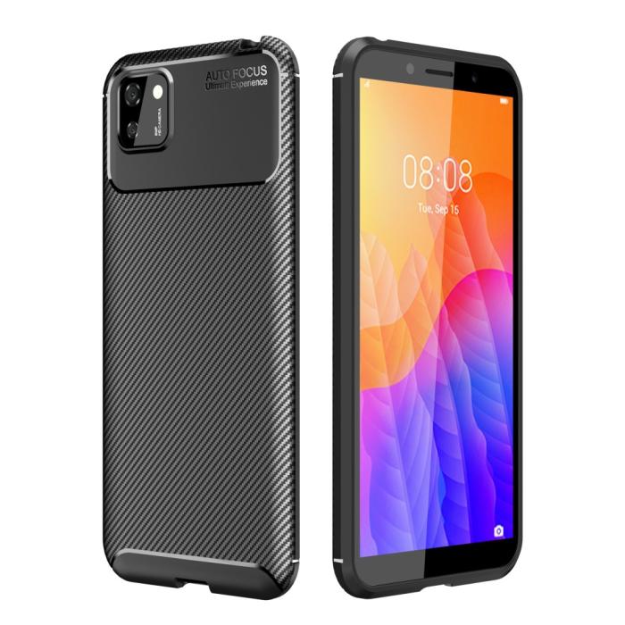 Bild 1, Huawei Y5p - Kolfiber Textur Skal - Svart
