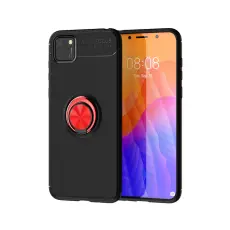 Huawei Y5p - Ring Skal - Svart/Röd
