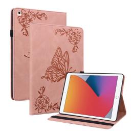 iPad 10.2 2019/2020/2021 Fodral Butterfly Flower Rosa