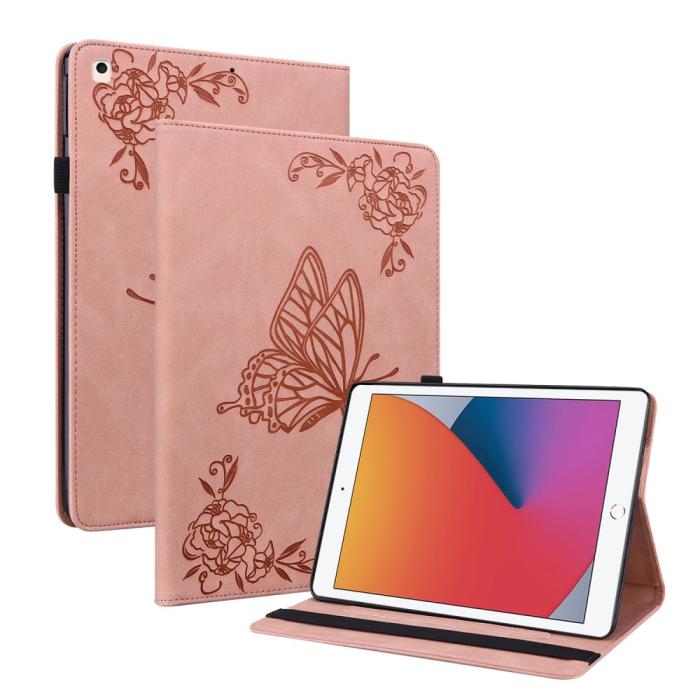 Bild 1, iPad 10.2 2019/2020/2021 Fodral Butterfly Flower Rosa
