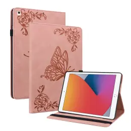 iPad 10.2 2019/2020/2021 Fodral Butterfly Flower Rosa