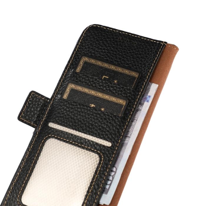 Bild 6, KHAZNEH Samsung Galaxy S22 Fodral RFID Litchi Äkta Läder Svart