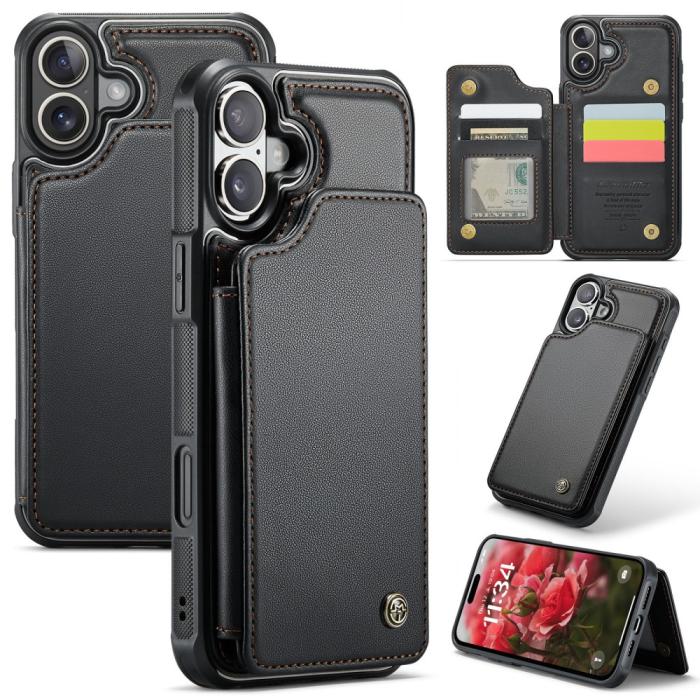 Bild 1, CASEME iPhone 16 Plus Skal RFID Kickstand Plånbok Svart