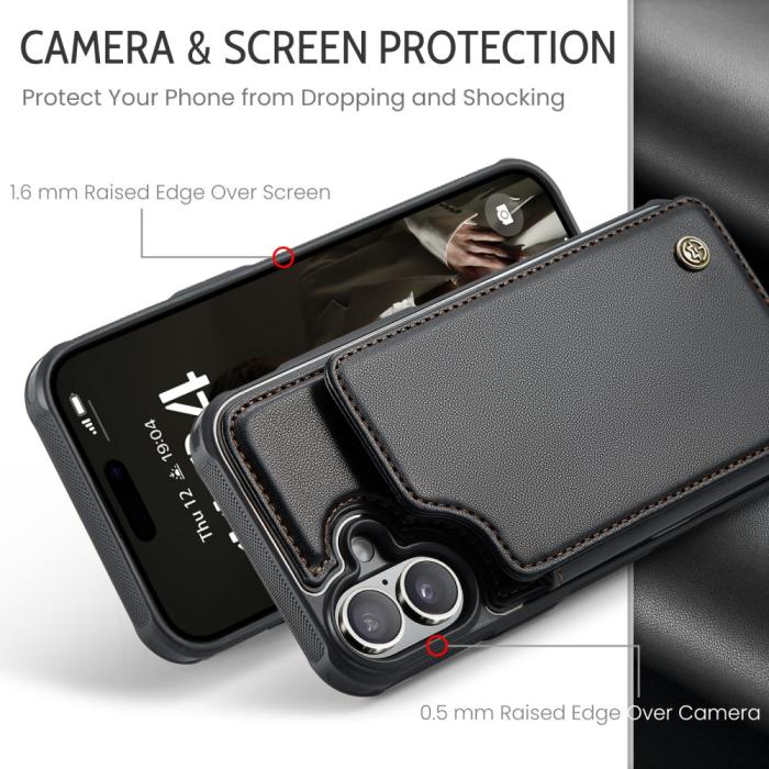 Bild 5, CASEME iPhone 16 Plus Skal RFID Kickstand Plånbok Svart