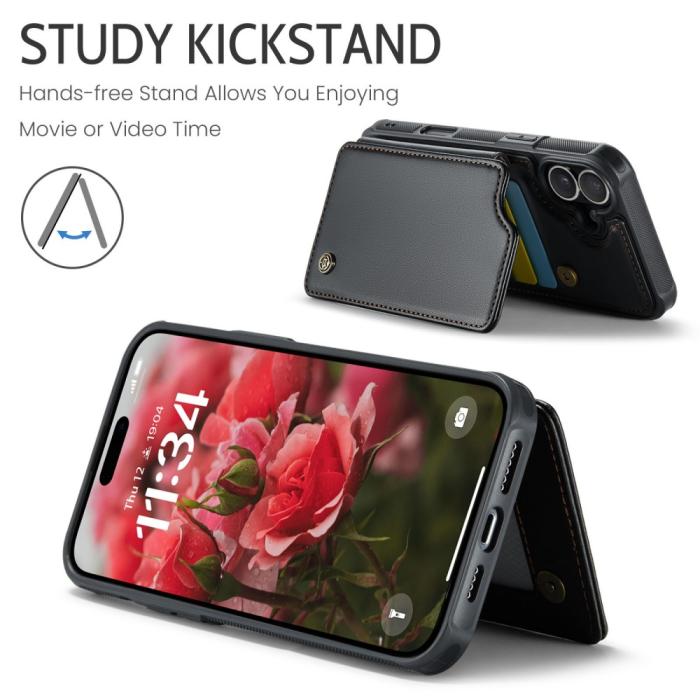 Bild 6, CASEME iPhone 16 Plus Skal RFID Kickstand Plånbok Svart