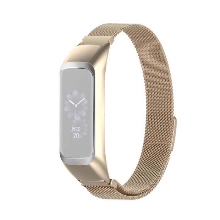 Bild 1, Samsung Galaxy Fit 2 Metall Armband Milanese Loop Champagne Guld