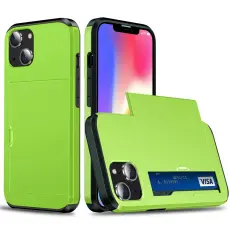 iPhone 15 Plus Skal Hybrid Med Kortfack Gr&ouml;n