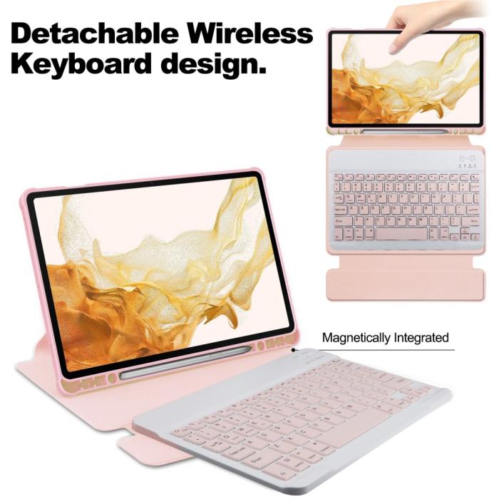 Bild 3, Galaxy Tab S9 Plus Fodral 360° Rotation Hybrid Rosa