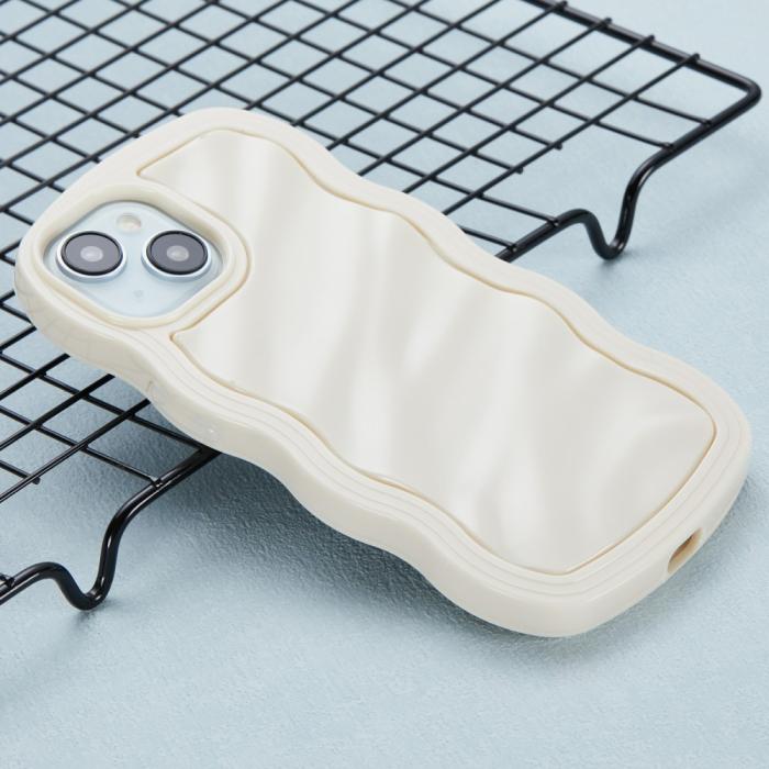 Bild 3, iPhone 15 Mobilskal Wavy Textur Beige