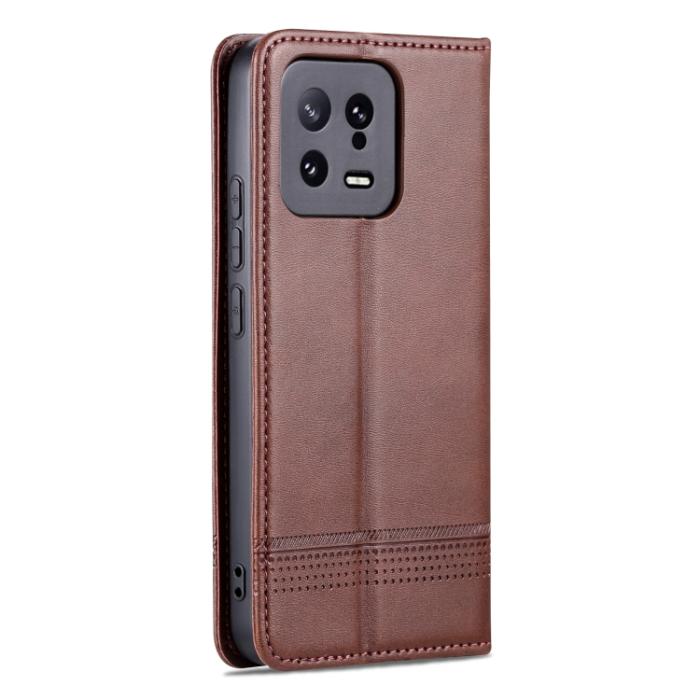 Bild 3, AZNS Xiaomi 13 5G Fodral Flip Läder Mörk Brun