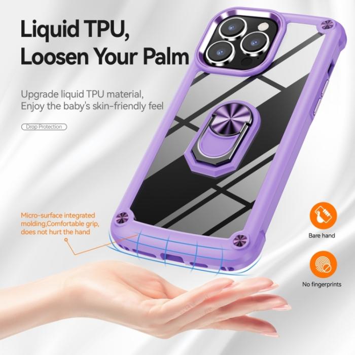 Bild 3, iPhone 15 Pro Skal Shockproof Armor Ring Lila