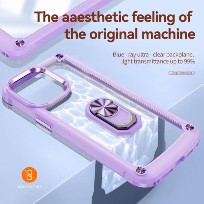 Bild 4, iPhone 15 Pro Skal Shockproof Armor Ring Lila